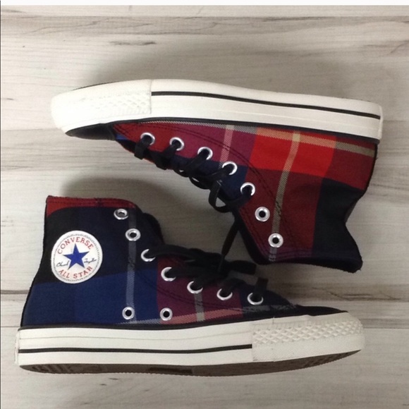red plaid converse high tops